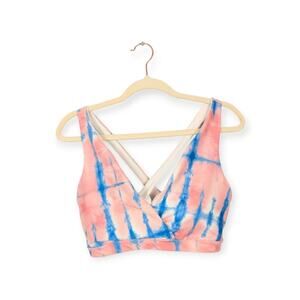 Carbon 38 x Eleven by Venus Williams Pink & Blue Cross Back Sports Bra Size L